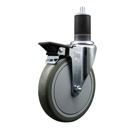 Service Caster 6'' Gray Poly Swivel 1-5/8'' Expanding Stem Caster with Brake SCC-EX20S614-PPUB-PLB-158